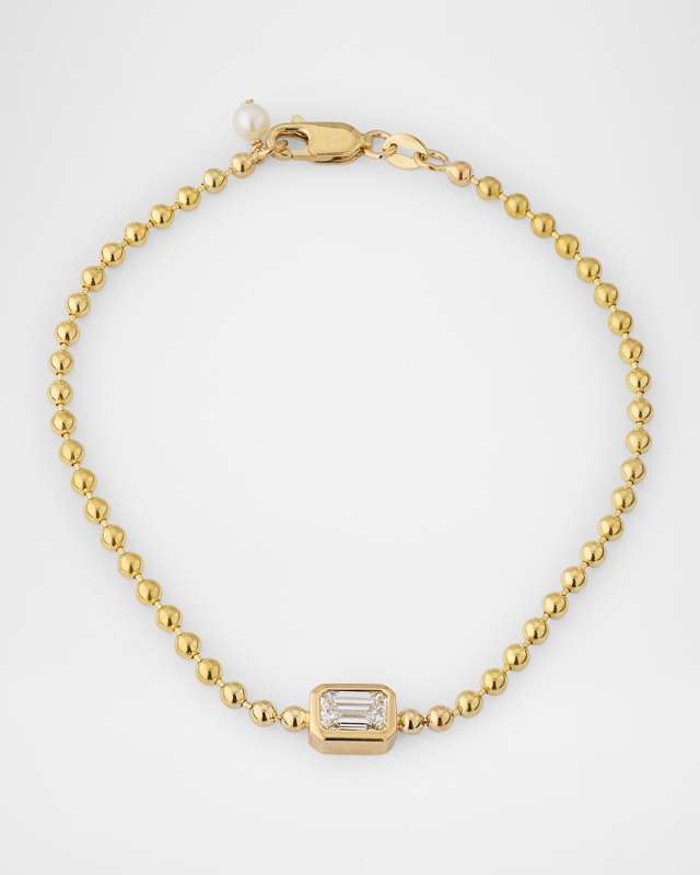 Emerald Lab Diamond Ball Chain Bracelet
